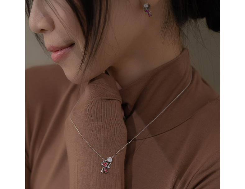 項鍊 棲羽【白/彩鑽】